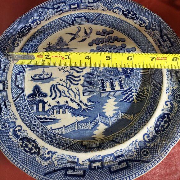 175 years old - Barker & Till Blue Willow Dinner Plate - 1850 - Pre Civil War - Picture 2 of 7